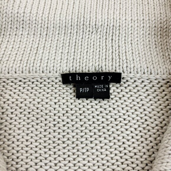 THEORY Knit Linen Blend Zip Front Sweater Cardigan Petite Cozy Beach Natural - Picture 5 of 7